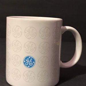 Vintage GE Logo General Electric Grey Silver Blue White Coffee Mug Ad